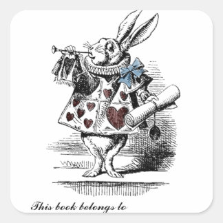 Alice im Wunderland Weiße Kaninchen-Buchzeichen-Au Quadratischer Aufkleber