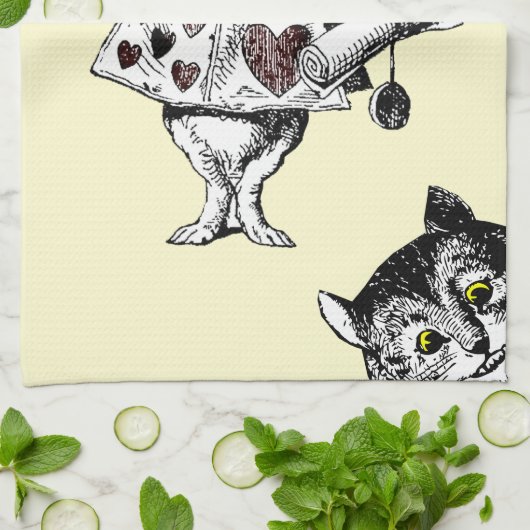 Alice im Wunderland-weiße Kaninchen-Cheshire-Katze Handtuch (Gefaltet)