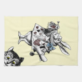 Alice im Wunderland-weiße Kaninchen-Cheshire-Katze Handtuch (Horizontal)