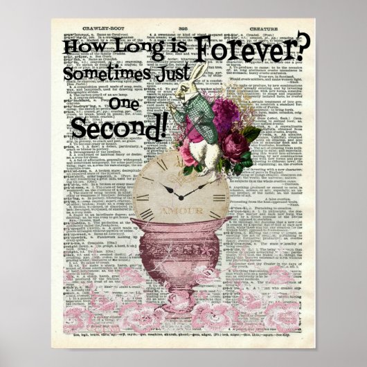 Alice im Wunderland Weiße Kaninchen Wörterbuchkuns Poster (Vorne)