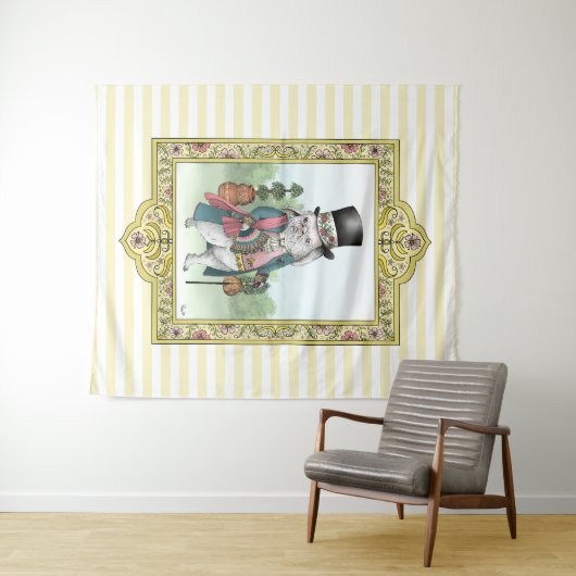 Alice im Wunderland Weiße Kaninchenkleidung Wandteppich (Beispiel (Horizontal))