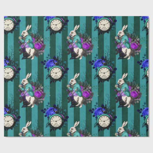 Alice im Wunderland Weiße Kaninchenuhr Geschenkpapier (Flach)