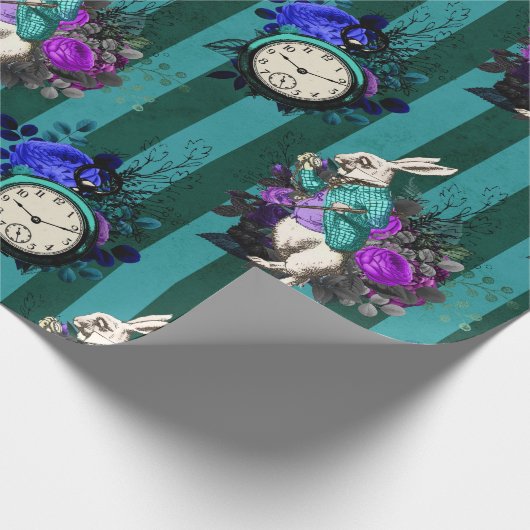 Alice im Wunderland Weiße Kaninchenuhr Geschenkpapier (Ecke)