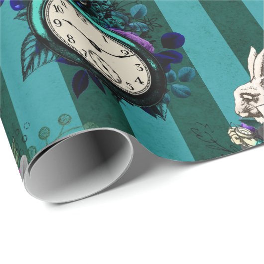 Alice im Wunderland Weiße Kaninchenuhr Geschenkpapier (Rolleneckpunkt)