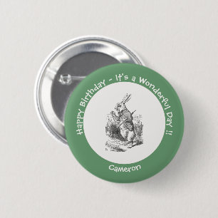 Alice im Wunderland Weißer Hase Geburtstagsfeier Button