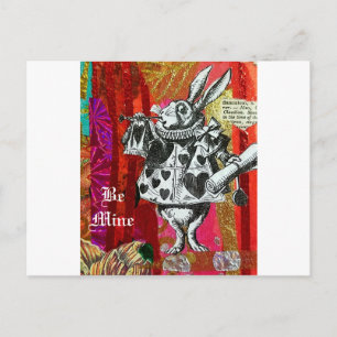 Alice im Wunderland Weißer Hase Valentinstag Postkarte
