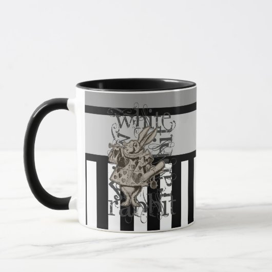 Alice im Wunderland-weißer KaninchenGrunge Tasse (Links)