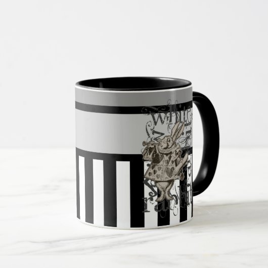 Alice im Wunderland-weißer KaninchenGrunge Tasse (VorderseiteRechts)