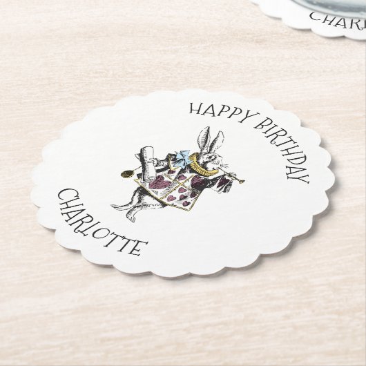 Alice im Wunderland-weißes Kaninchen-alles Gute Untersetzer (angewinkelt)