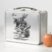 Alice im Wunderland-weißes Kaninchen als Verkünder Metall Brotdose (Beispiel)