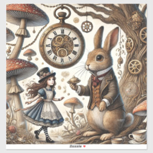 Alice im Wunderland weißes Kaninchen Aufkleber