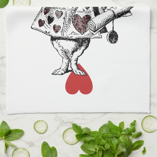 Alice im Wunderland-weißes Kaninchen-Herz-Tee-Tuch Geschirrtuch (Gefaltet)