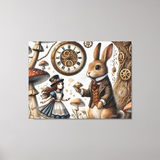 Alice im Wunderland weißes Kaninchen Leinwanddruck (Vorderseite)
