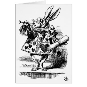Alice im Wunderland-weißes Kaninchen mit Trompete