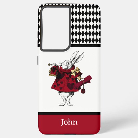 Alice im Wunderland Weißes Rotkaninchen mit Trumpe Samsung Galaxy Hülle (Rückseite)