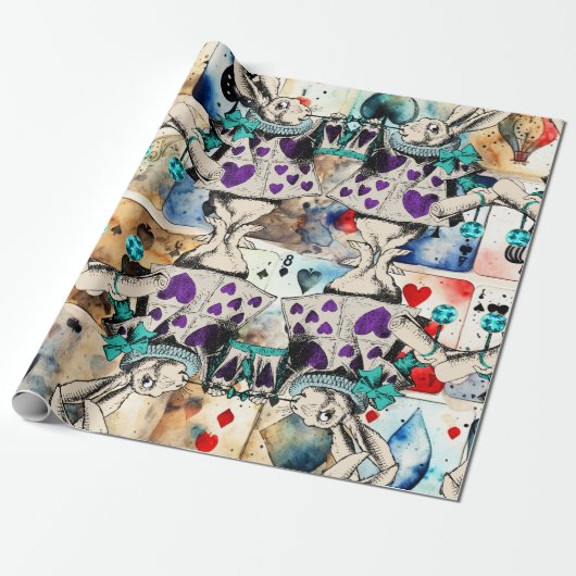 Alice im Wunderland Weißkaninchen lila Geschenkpapier (Ungerollt)