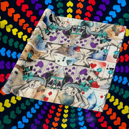 Alice im Wunderland Weißkaninchen lila Geschenkpapier