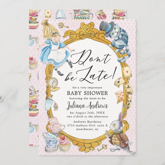 Alice im Wunderland Whimsical Baby Dusche Einladung (Vorne/Hinten)