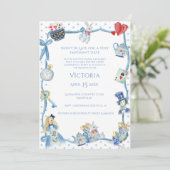 Alice im Wunderland Whimsical Baby Dusche Einladung (Stehend Vorderseite)