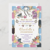 Alice im Wunderland Whimsical Birthday Tee Party Einladung (Vorderseite)