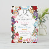 Alice im Wunderland Whimsical Children's Birthday Einladung (Stehend Vorderseite)