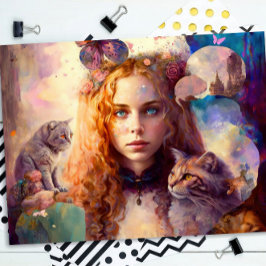 Alice im Wunderland | Whimsical Dreamy Cat Lover Seidenpapier