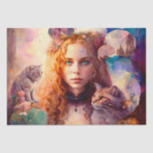 Alice im Wunderland | Whimsical Dreamy Cat Lover Seidenpapier (Vorderseite)