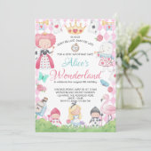 Alice im Wunderland Whimsical Geburtstag Einladung (Stehend Vorderseite)