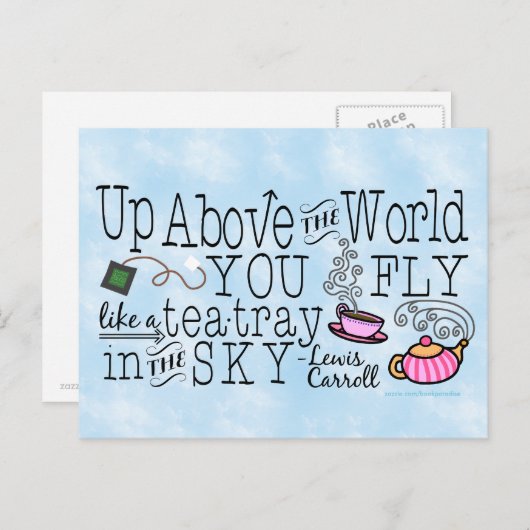 Alice im Wunderland Whimsical Tee Carroll Zitat Postkarte (Vorne/Hinten)