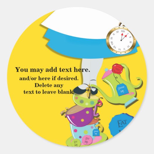 Alice im Wunderland Whimsical Tee Cups Gastgeschen Runder Aufkleber (Vorderseite)