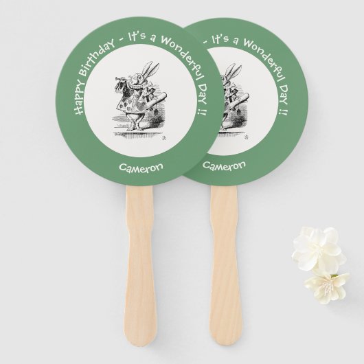 Alice im Wunderland White Rabbit Herald Birthday Fächer (Vorne und Hinten)