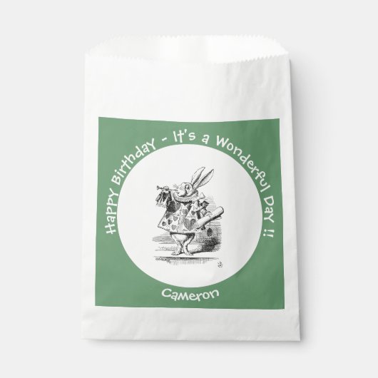 Alice im Wunderland White Rabbit Herald Birthday Geschenktütchen (Vorderseite)