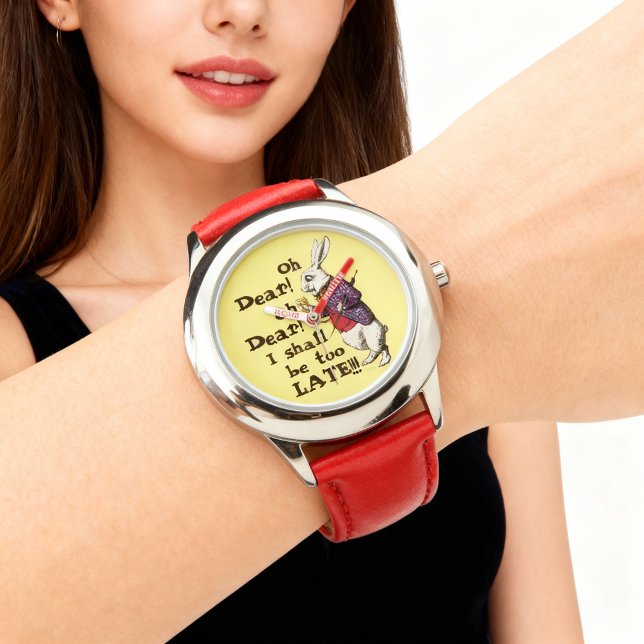 Alice im Wunderland White Rabbit Quotes Armbanduhr (It is never too late to get one of this awesome Alice in the Wonderland Vintage Illustration watches)