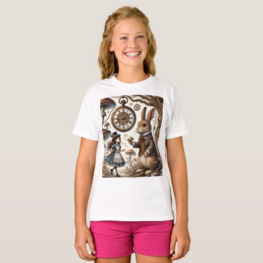 Alice im Wunderland White Rabbit Tee Art (Vorne ganz)