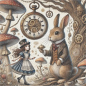 Alice im Wunderland White Rabbit Tee Art Aufkleber (Vorderseite)