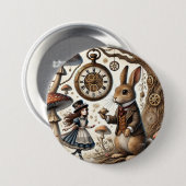 Alice im Wunderland White Rabbit Tee Art Button (Vorne & Hinten)