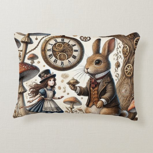 Alice im Wunderland White Rabbit Tee Art Dekokissen (Rückseite)
