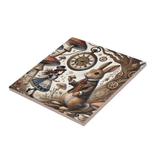 Alice im Wunderland White Rabbit Tee Art Fliese (Seite)