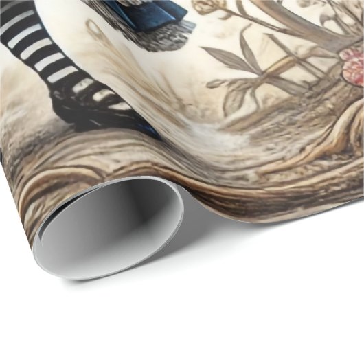 Alice im Wunderland White Rabbit Tee Art Geschenkpapier (Rolleneckpunkt)