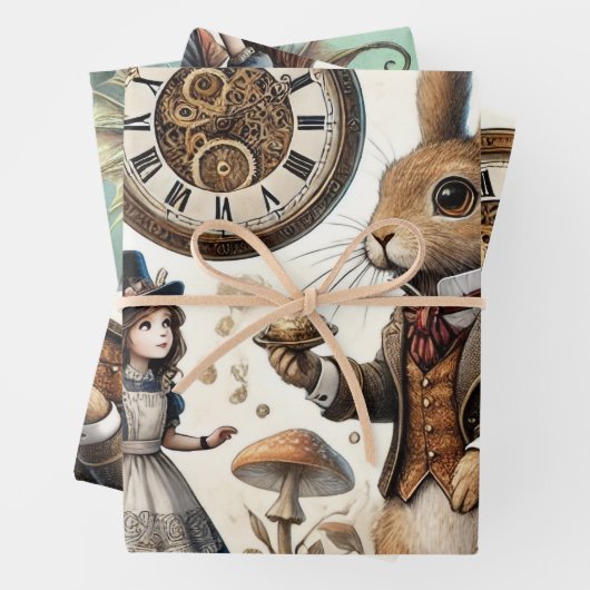 Alice im Wunderland White Rabbit Tee Art Geschenkpapier Set (Beispiel)