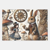 Alice im Wunderland White Rabbit Tee Art Geschenkpapier Set (Vorderseite)