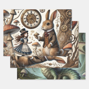 Alice im Wunderland White Rabbit Tee Art Geschenkpapier Set