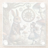 Alice im Wunderland White Rabbit Tee Art Glasuntersetzer (Rückseite)