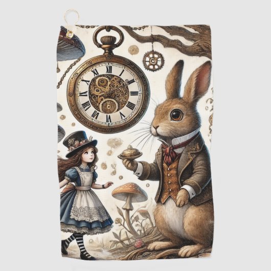 Alice im Wunderland White Rabbit Tee Art Golfhandtuch (Vorderseite)