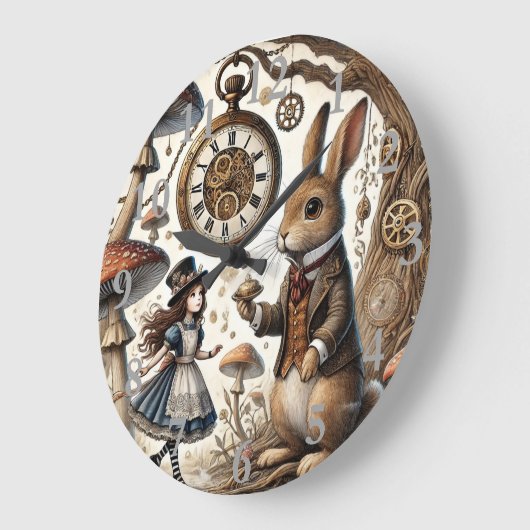Alice im Wunderland White Rabbit Tee Art Große Wanduhr (Winkel)