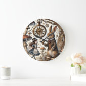 Alice im Wunderland White Rabbit Tee Art Große Wanduhr (Zuhause)