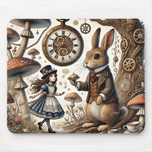 Alice im Wunderland White Rabbit Tee Art Mousepad (Vorne)