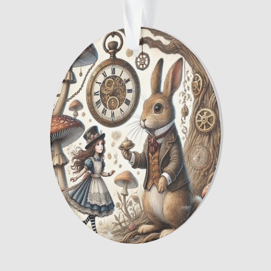 Alice im Wunderland White Rabbit Tee Art Ornament (Vorderseite)