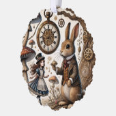 Alice im Wunderland White Rabbit Tee Art Ornament Karte (Links)