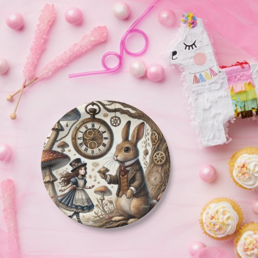 Alice im Wunderland White Rabbit Tee Art Pappteller (Party)